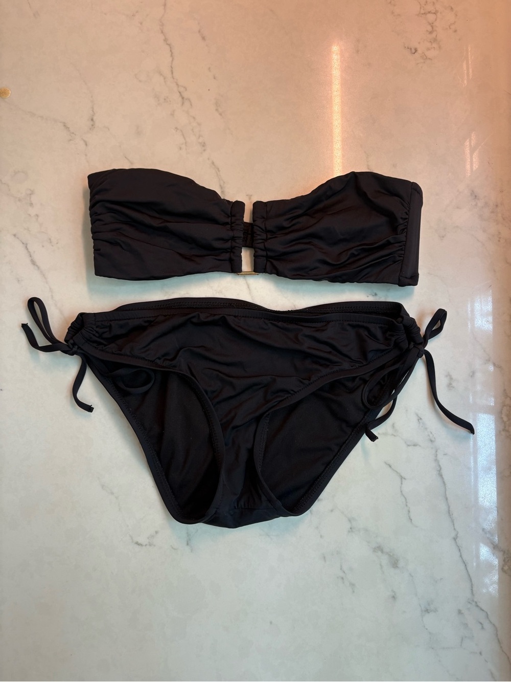 Bandeau Tie-Side Bikini Set - Black